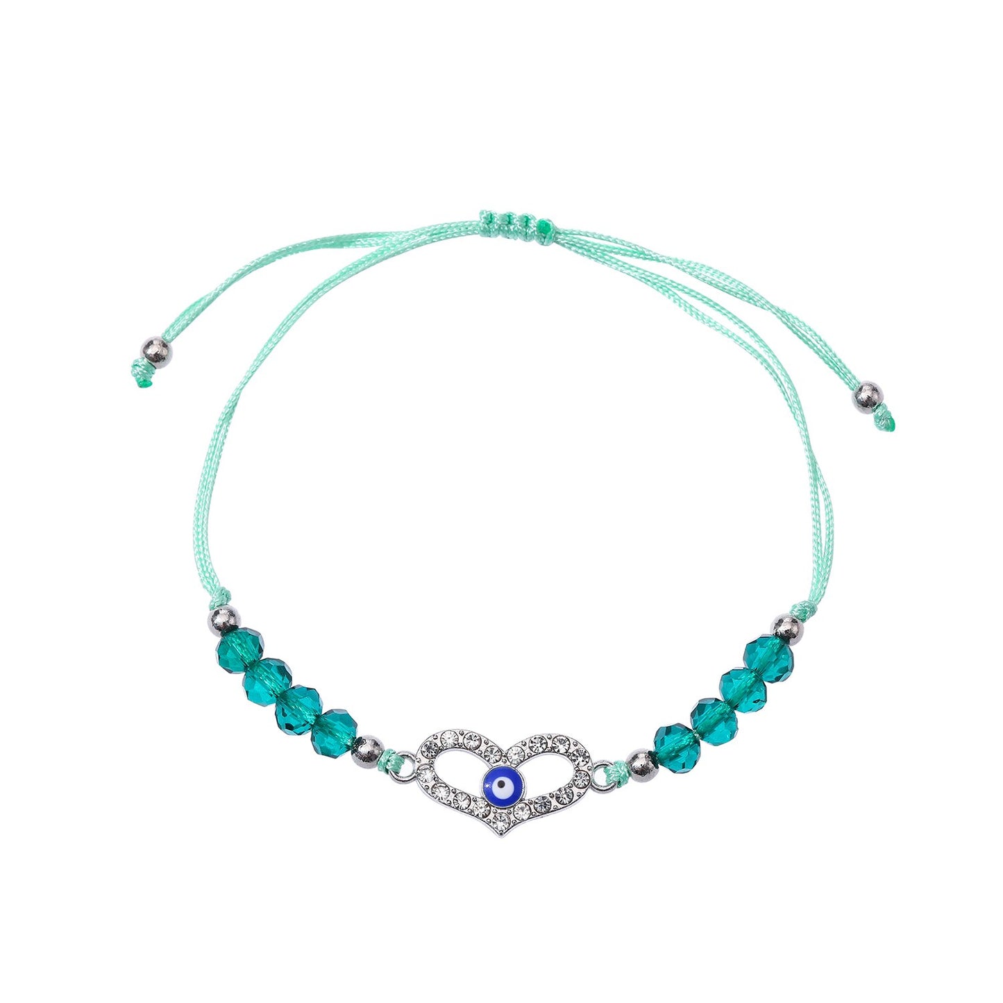 Boho 12pcs/Sets Infinite Love Heart Bracelets for Women Child Rhinestones Adjustable Rope Chain Evil Eye Charms Anklets Jewelry