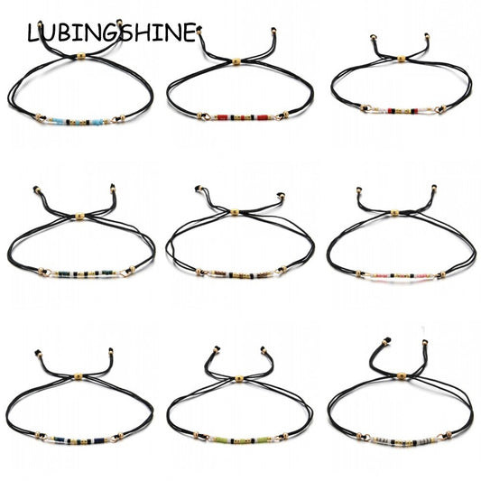 Boho Woman Men Handmade Weave Adjustable Rope Chain Crystal Seed Beads Bracelets Bangle Wristband Fashion Jewelry Drop Shipping