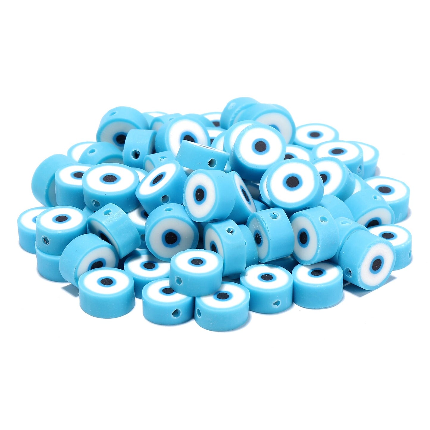 50pcs/lot Cartoon Flowers Evil Eye Polymer Clay Spacer Beads for Women Girls Jewelry Making DIY Bracelet Necklace  Accessories