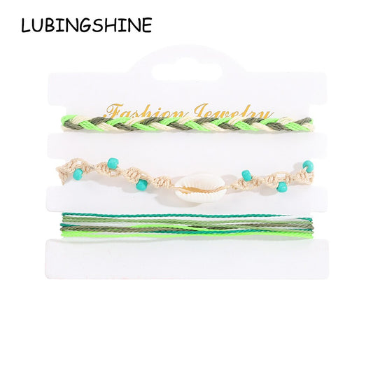 3pcs Summer Beach Shell Friendship Bracelets Adjustable Woven Braided Bracelet Surfer String Bracelets Wrist Cord for Women Men