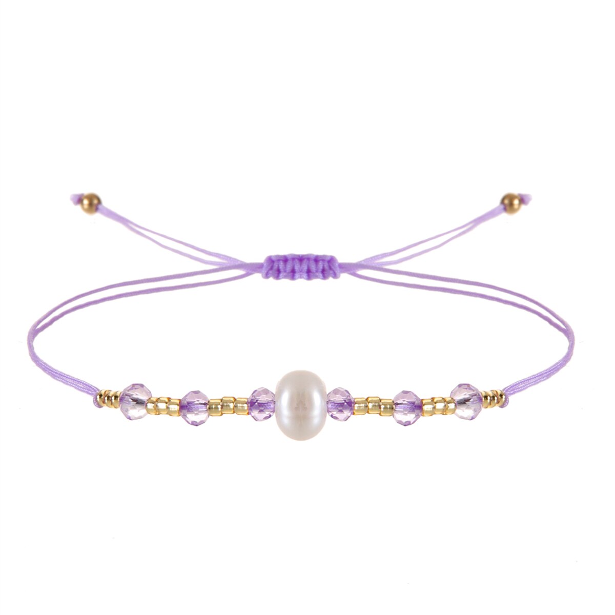 Handmade Pearl Bracelet & Bangle for Women Men Faceted Crystal Beads Pendant Adjustable Charm Stacking Femme Pulsera