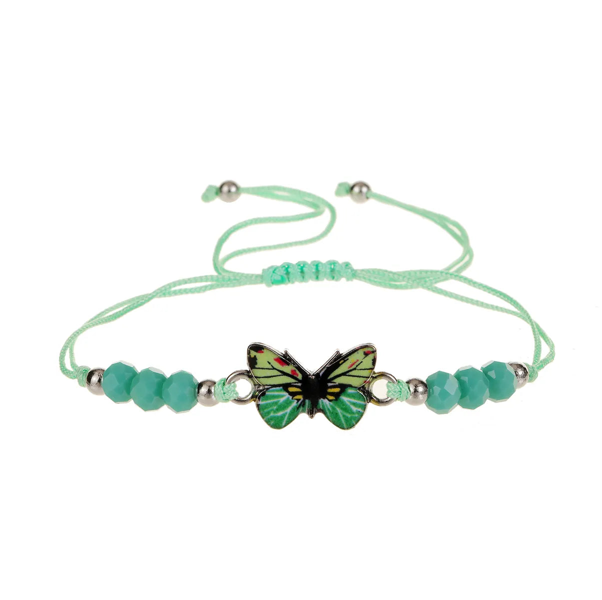 Women Girl Butterfly Woven Friendship Crystal Bead Bracelet Value Set Kids Party Favor Adjustable Bracelet