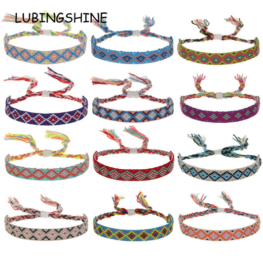 Handmade Woven Friendship Bracelets for Women Men Colorful Boho Surfer Bracelets Braided String Summer Beach Ankle Adjustable