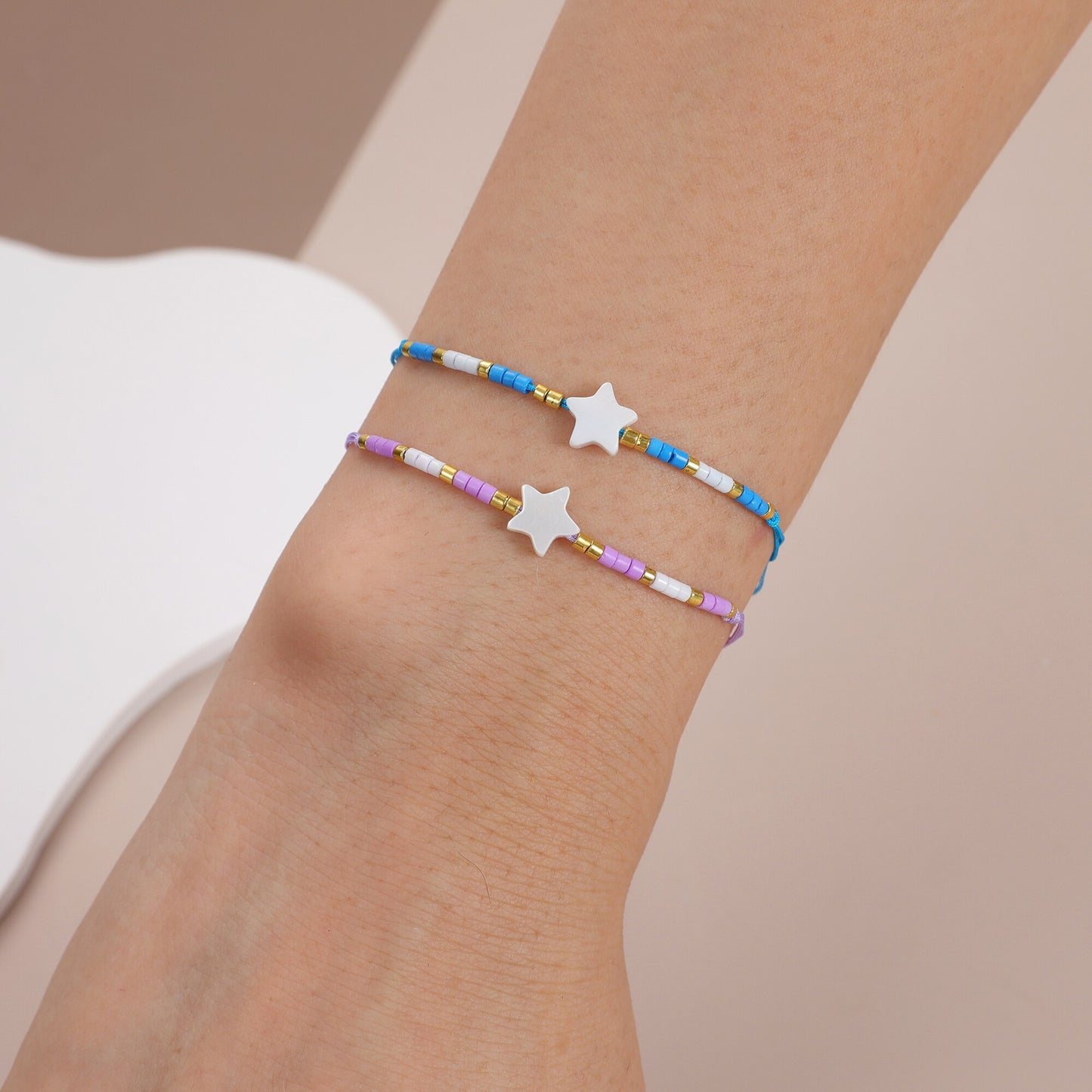 12pcs/set Shell Star Charms Bracelets High Quality Colorful Seeds Beads Handmade Braided Bracelet for Women Party Jewelry