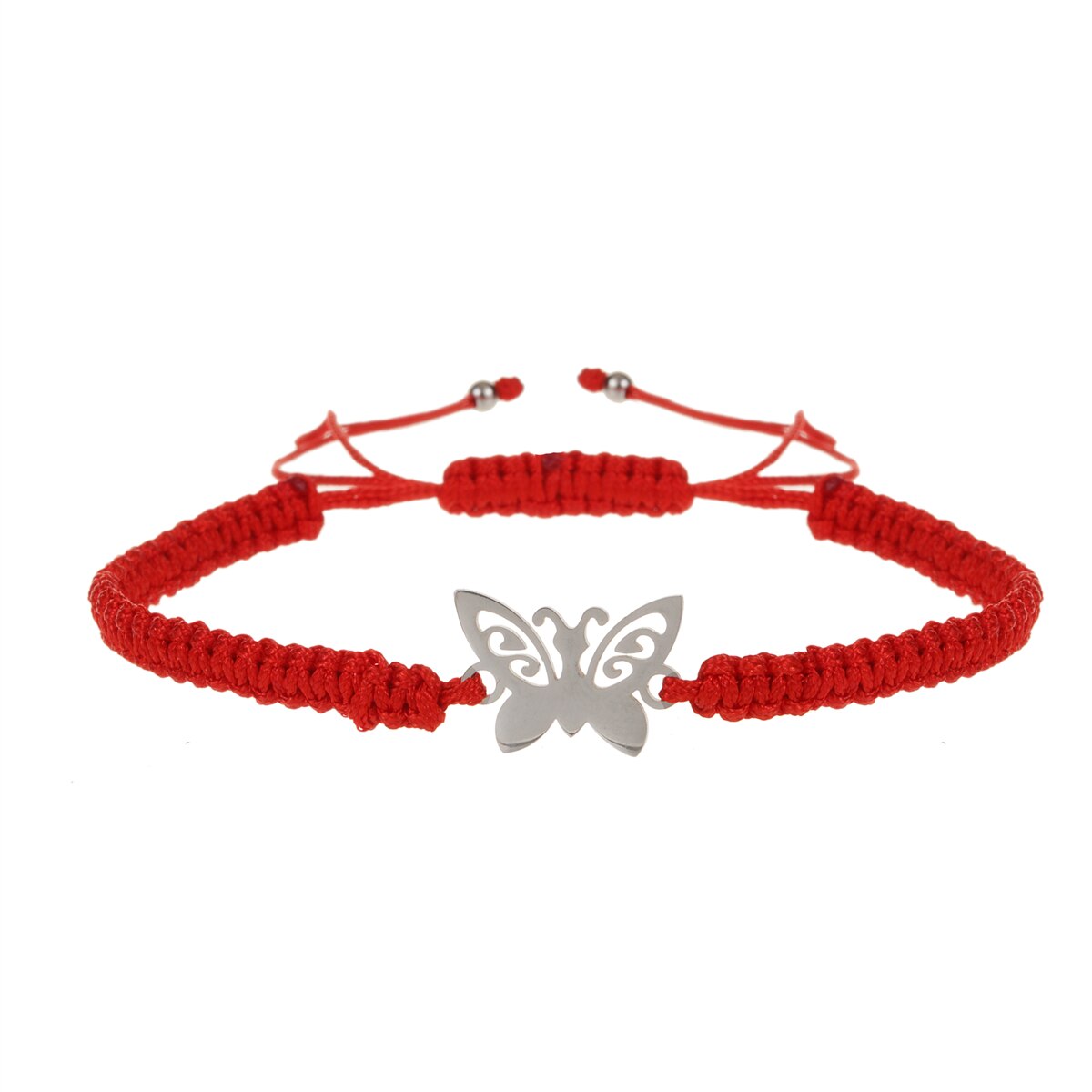 Handmade Red String heart Butterfly Pendant Bracelet Lucky Protection Matching Bracelets for Couple Lover Family Friends Women