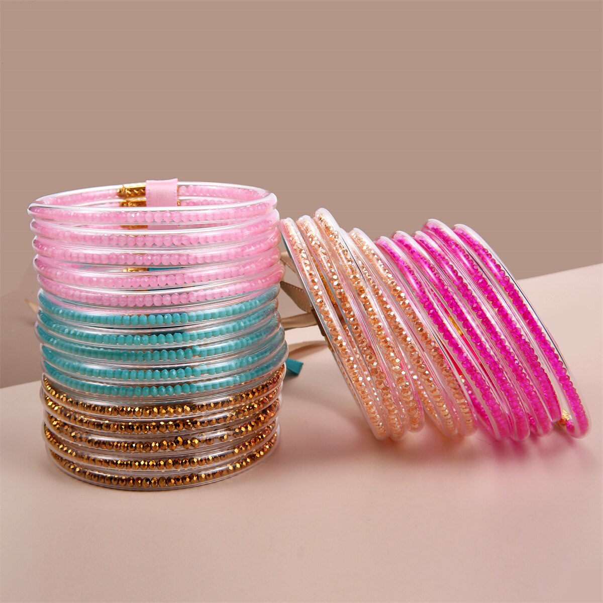 Multilayer Glitter Jelly Bangles Bracelets Glitter Filled Jelly Silicone Bracelets for Women Girls Cuffed Wristbands Jewellery