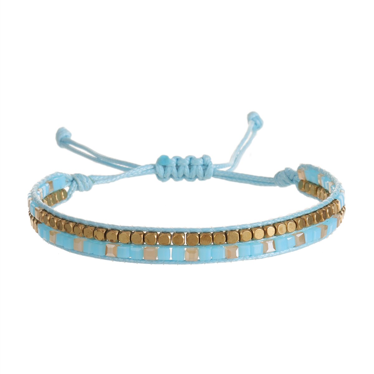 Multilayer Ethnic Glass Beads Adjustable Charm Bracelets Braided Rope Yoga Bracelet for Men Women Wristband Boho Jewelry Gift