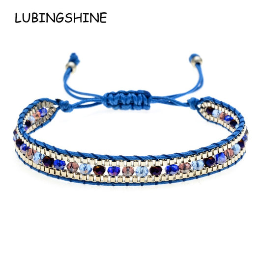 Bohemia Weave Bracelets for Women Adjustable Rope Chain Crystal Charms Braided Yoga Bracelet Bangle Jewelry Gift Wholesale