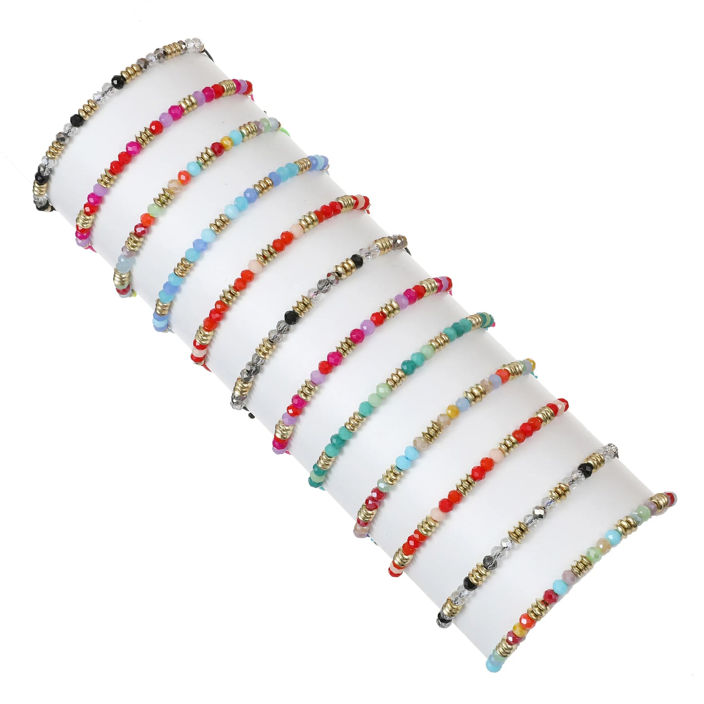 12pcs Colorful Crystal Beads Braided Bracele Adjustable Fashion Colorful Rice Beads Wrist Friendship Couple Children Jewelry