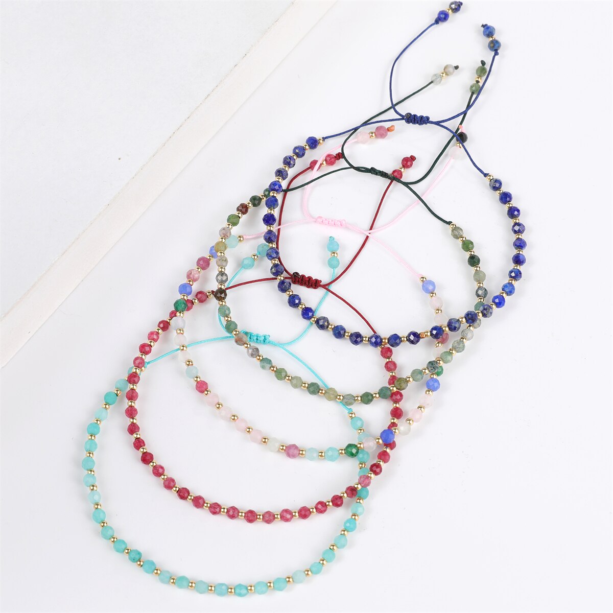 3mm Natural Stone Faceted Crystal Beads Bracelet for Women Men Crystal Quartzs Surf Anklets Jewelry Elastic Bangle Bracelets