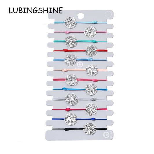 Bohemia 12pcs/Sets Hollow Tree of Life Bracelets Adjustable Rope Anklets Bracelet Friendship Jewelry Wholesale Free Shipping