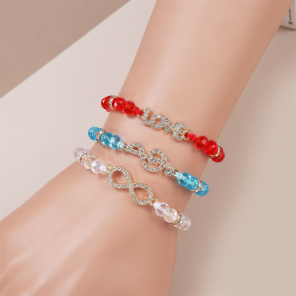 12pcs/lot Butterfly Turtle Charms Knitted Bracelet for Women Adjustable Infinite Love Crystal Beads Bracelets Anklet Jewelry