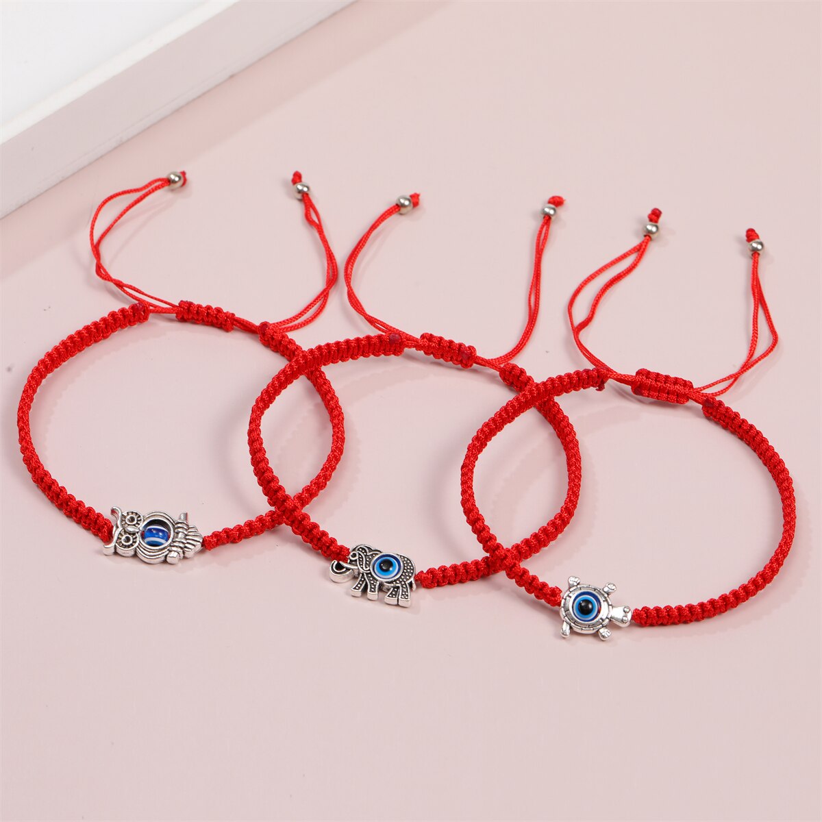 Fashion Fatima Hand Pendant Red Rope Chain Bracelet Handmade Braided Owl Turtle Charm Bracelets for Women Girl Cuff Yoga Jewelry