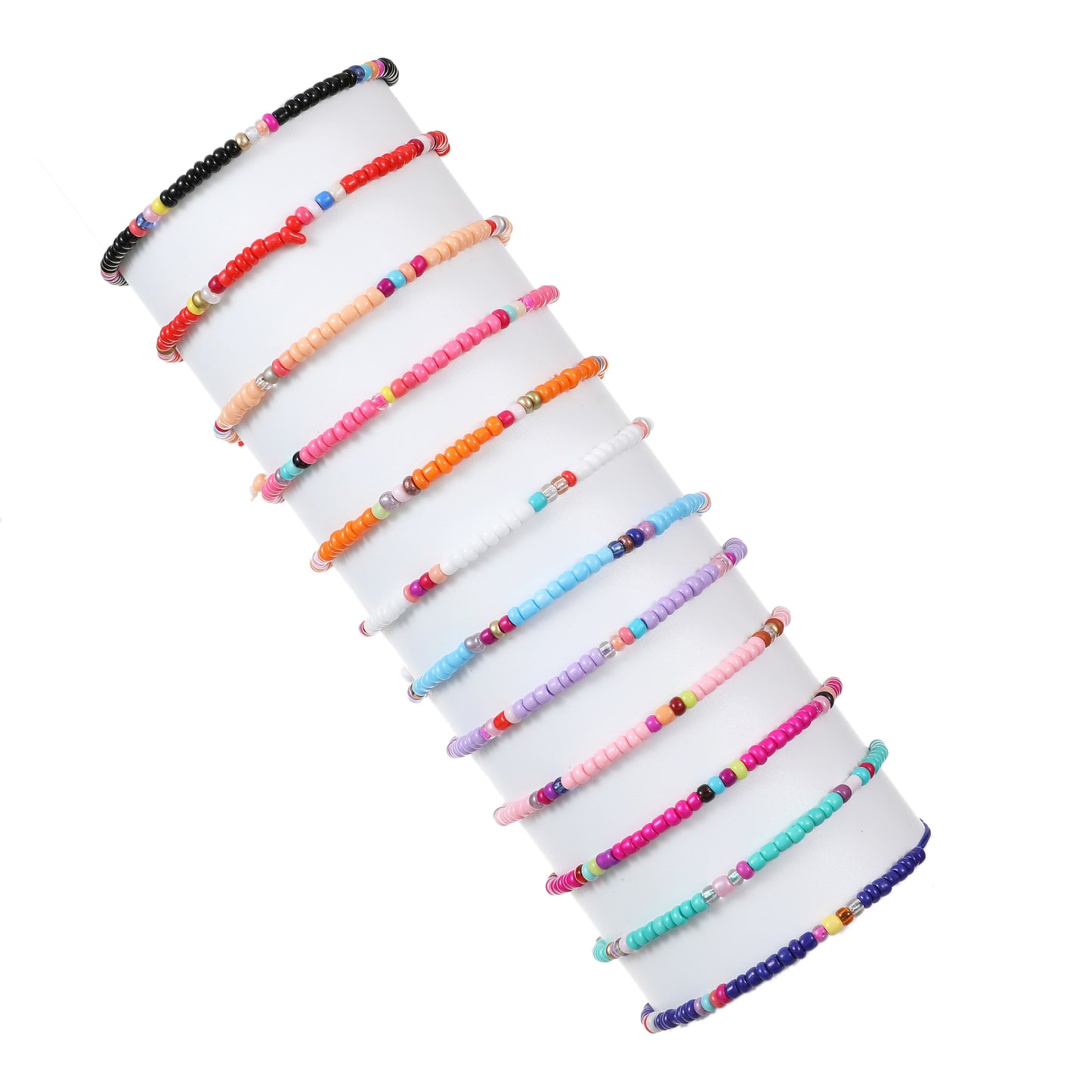 12pcs/lot Colorful Seeds Bead Bracelet for Women Men Adjustable Size Hand-woven Rope Chain Acrylic Bead Anklets