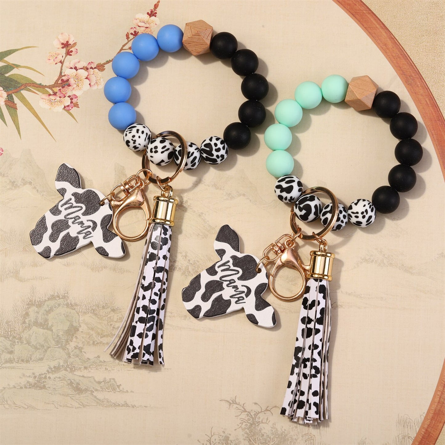 New Trendy Elegant Silicone Beads Bracelets Bangles for Women Key Chain Keychain Candy Color Large Beaded Bangle Charm Jewelry