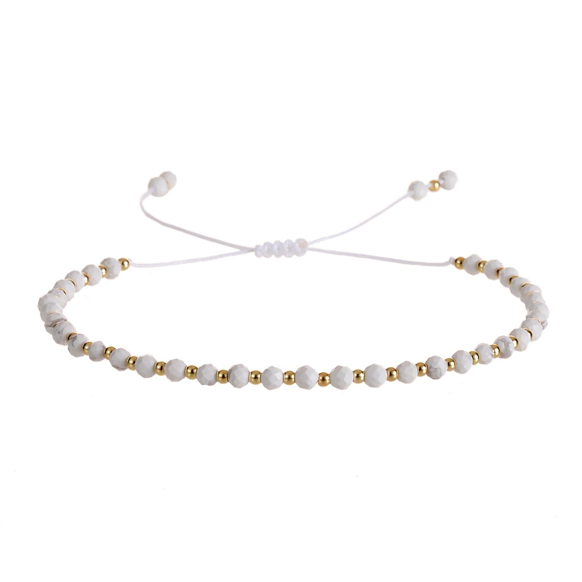 3mm Natural Stone Faceted Crystal Beads Bracelet for Women Men Crystal Quartzs Surf Anklets Jewelry Elastic Bangle Bracelets