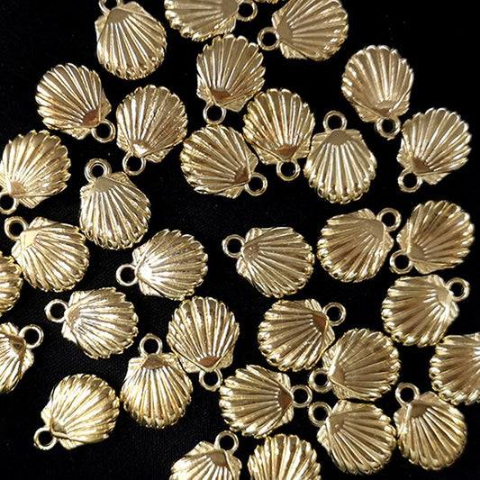 10pcs/lot Plated Gold Color Shell Beads Bracelet Connector Shells Beads Charms for Necklace Jewelry Making DIY Jewelry