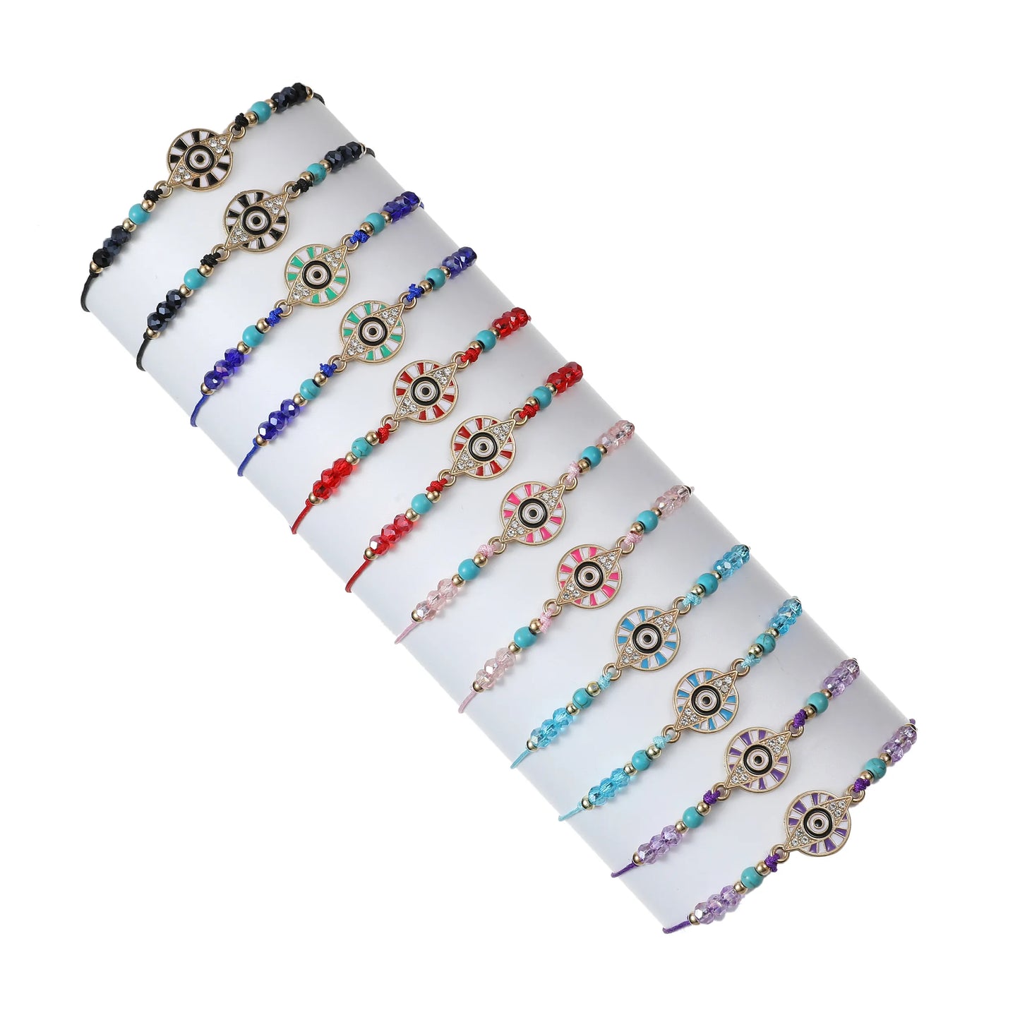 12pcs Evil Eye Color Oil Painting Bracelets for Women Girls Braided Red Rope Lucky Bracelets Fashion Friendship Jewelry
