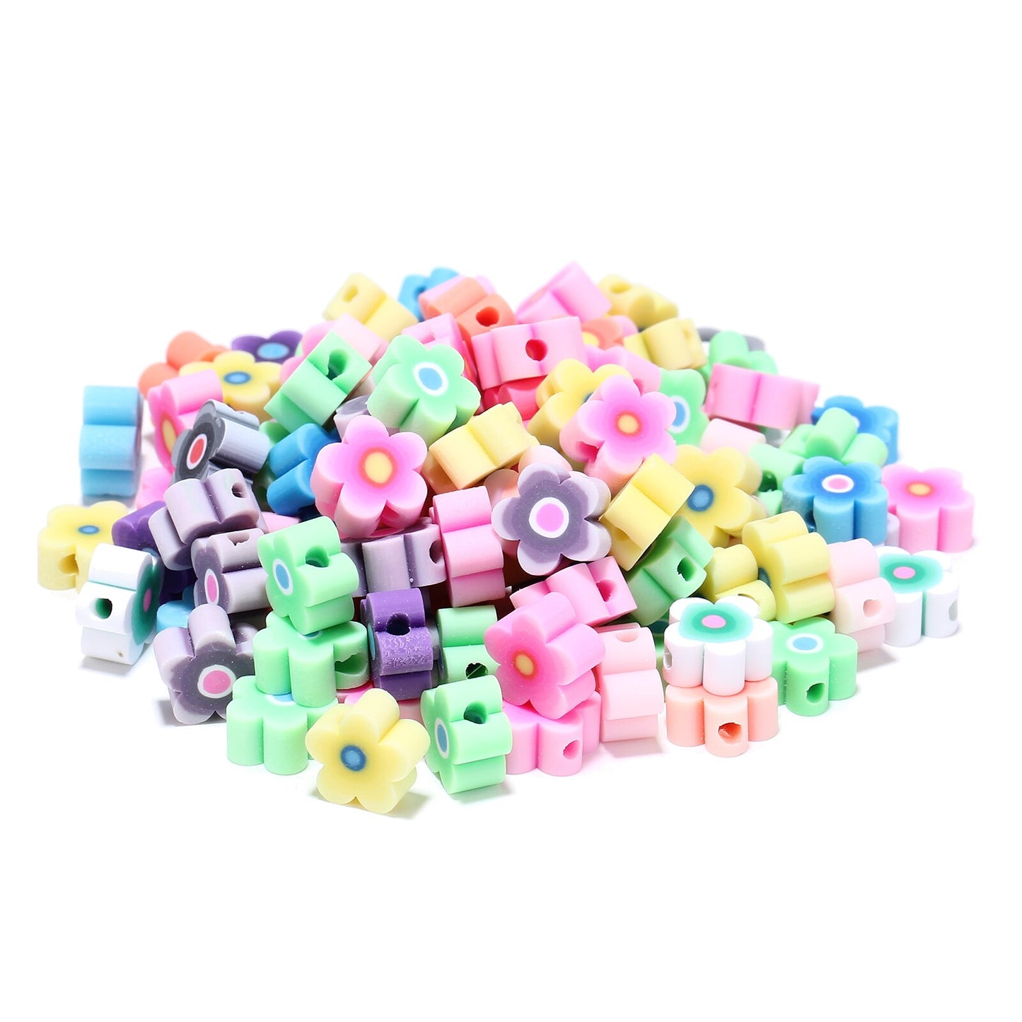 50pcs/lot Cartoon Flowers Evil Eye Polymer Clay Spacer Beads for Women Girls Jewelry Making DIY Bracelet Necklace  Accessories