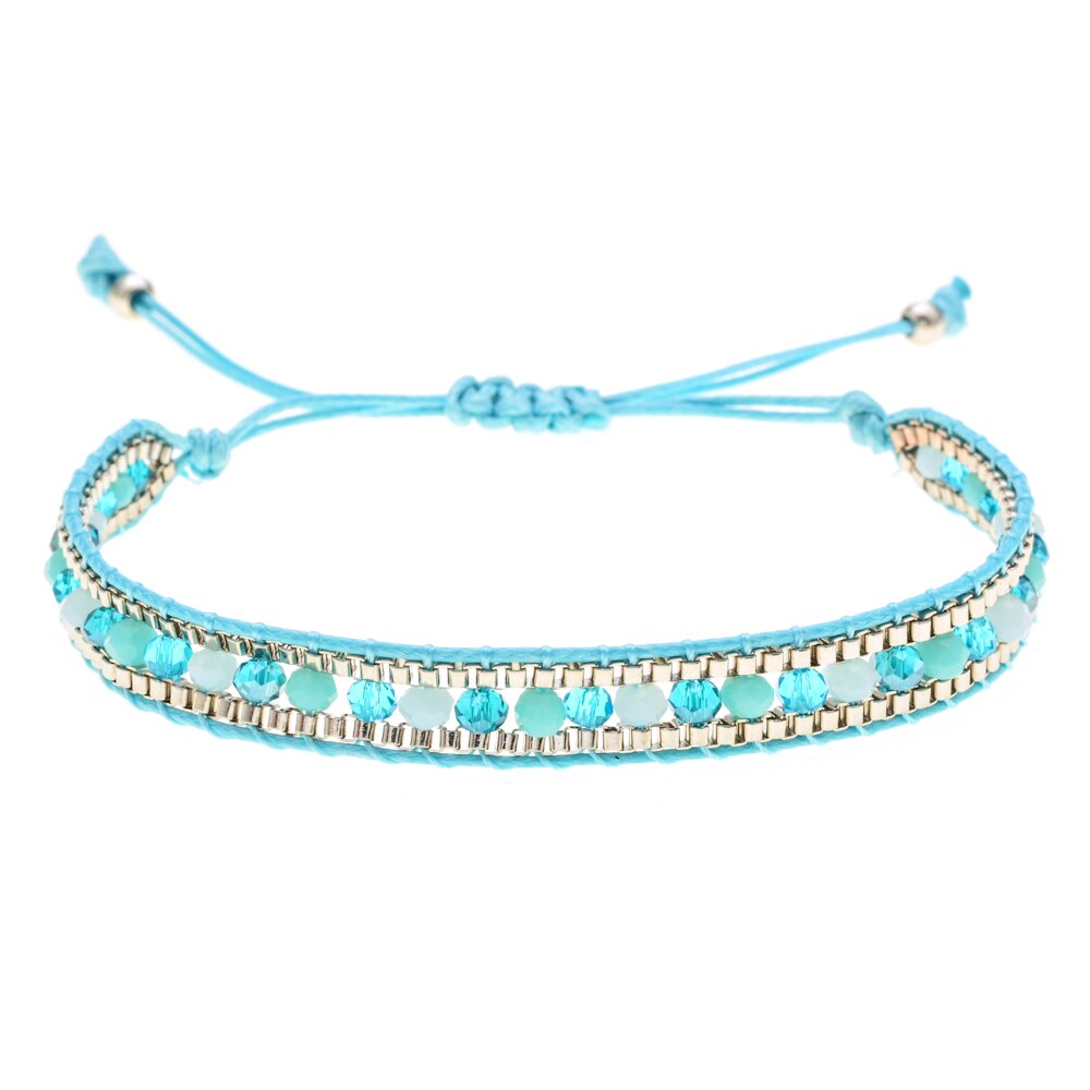Bohemia Weave Bracelets for Women Adjustable Rope Chain Crystal Charms Braided Yoga Bracelet Bangle Jewelry Gift Wholesale