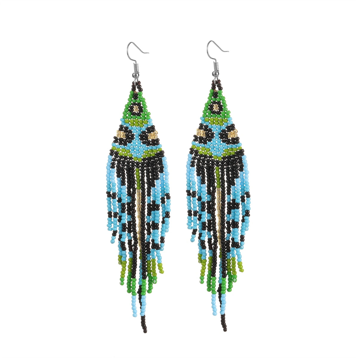 Bohemian Colorful Resin Seed Beaded Round Earrings for Women Girls Statement Dangle Earrings Ethnic Jewelry