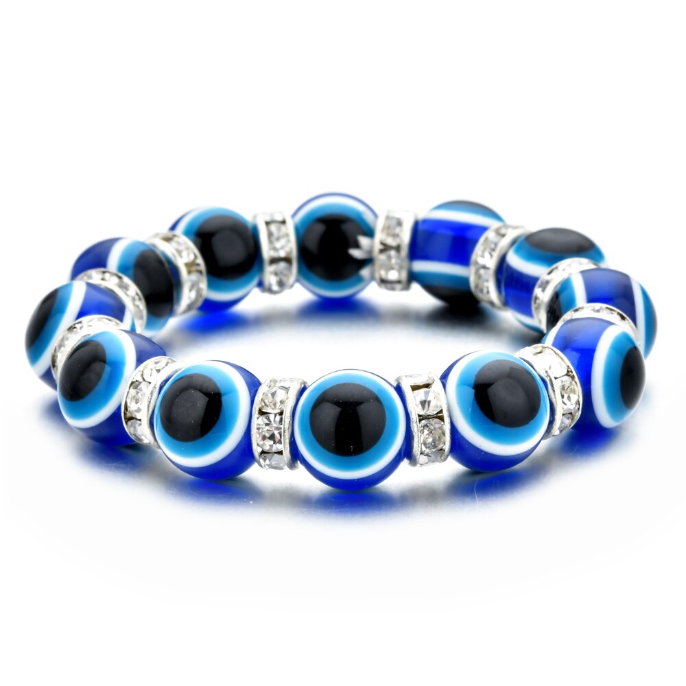 2023 New Turkish Evil Eye Elastic Bracelet Charms Crystal Beaded Bracelets for Girl Kids Jewelry Gift Wholesale
