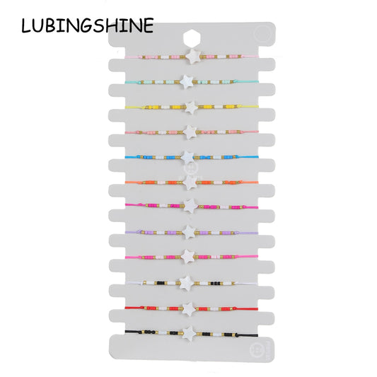 12pcs/set Shell Star Charms Bracelets High Quality Colorful Seeds Beads Handmade Braided Bracelet for Women Party Jewelry