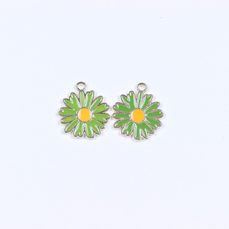 2pcs/lot Metal Drip Oil Sunflower Daisy Plant Pendants for DIY Making Earrings Necklaces Jewelry DIY Accessories Wholesale