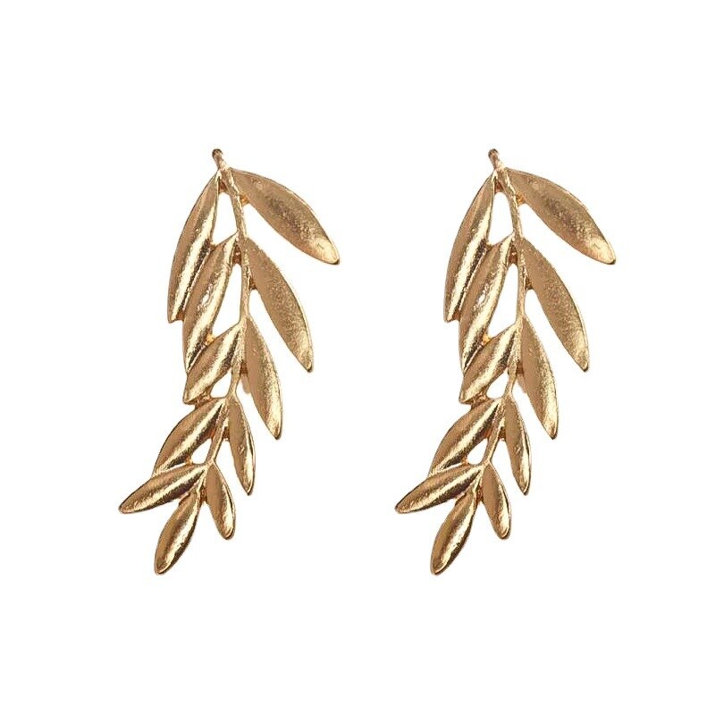Fashion Simple Metal Leaf Earrings Female Personality Vintage Gold Color Leaf Stud Earrings for Women Girl Jewelry Gift