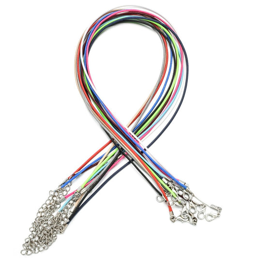3pcs Multi Color Wax Line Black Red Cord for Necklace Lobster Clasp Strap Rope Jewelry Accessory 42cm Necklcae