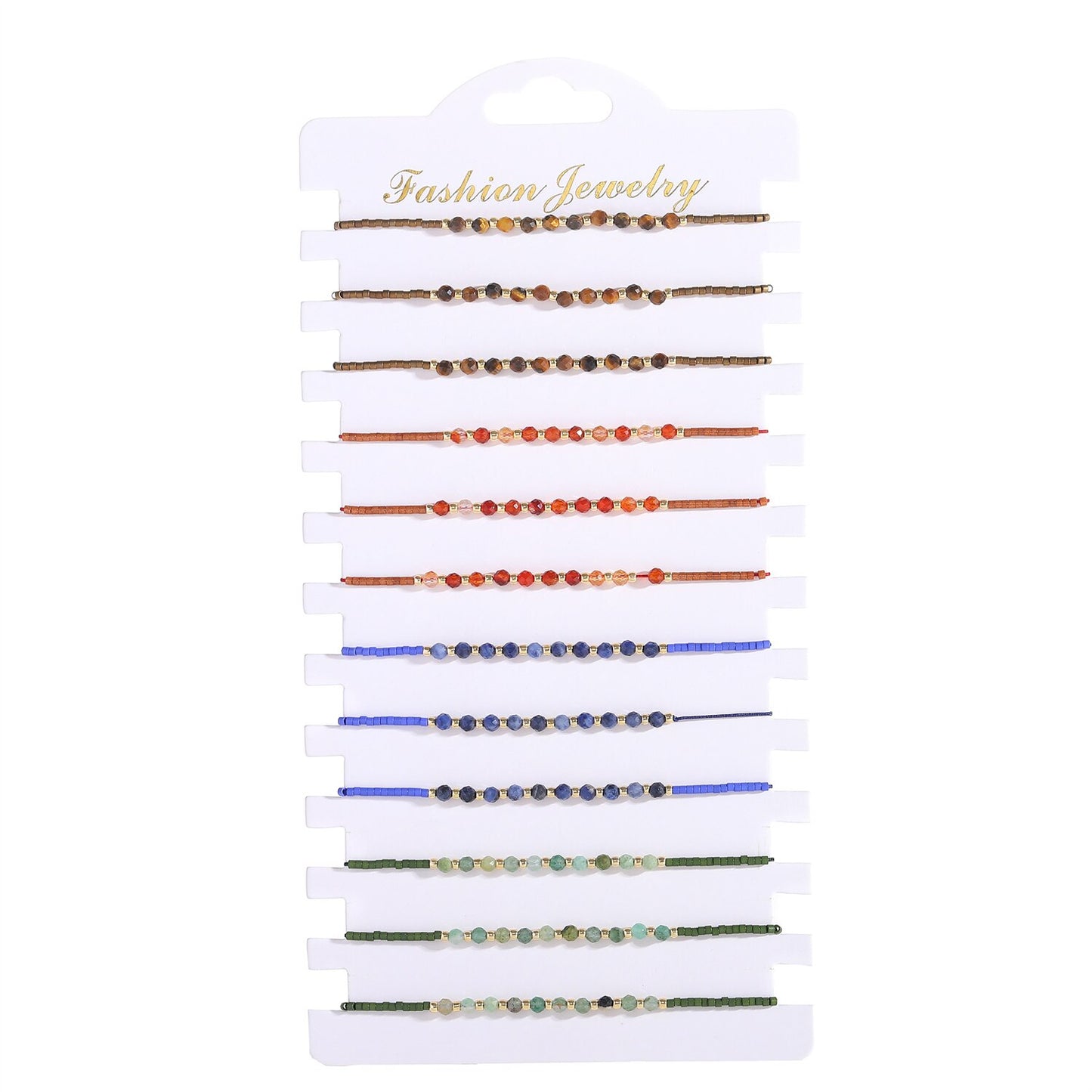 12pcs/lot Colorful Crystal Beads Charms Bracelet for Women Men Adjustable Hand Woven Bracelet Anklet Jewelry Gift Wholesale