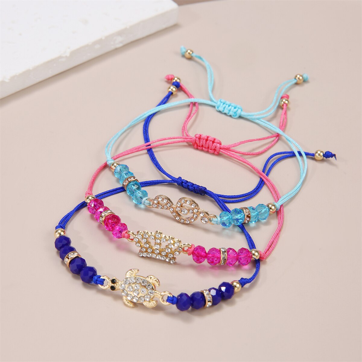 12pcs/lot Butterfly Turtle Charms Knitted Bracelet for Women Adjustable Infinite Love Crystal Beads Bracelets Anklet Jewelry