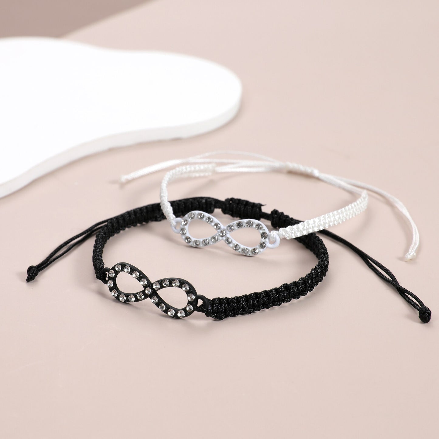 12pcs/set Together Forever Love Infinity Bracelet for Lovers White/black String Couple Bracelets Women Men's Wish Jewelry Gift