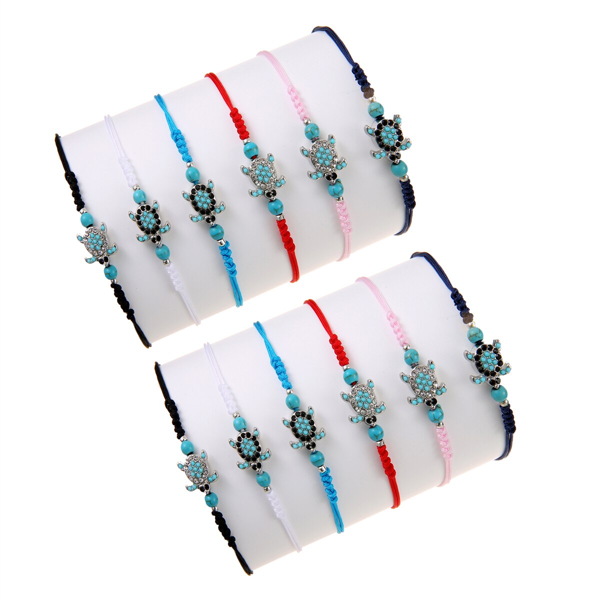 Boho 12pcs/lot Ocean Turtle Charms Bracelets Handmade Adjustable Rope Chain Yoga Wristband for Women Holiday Jewelry