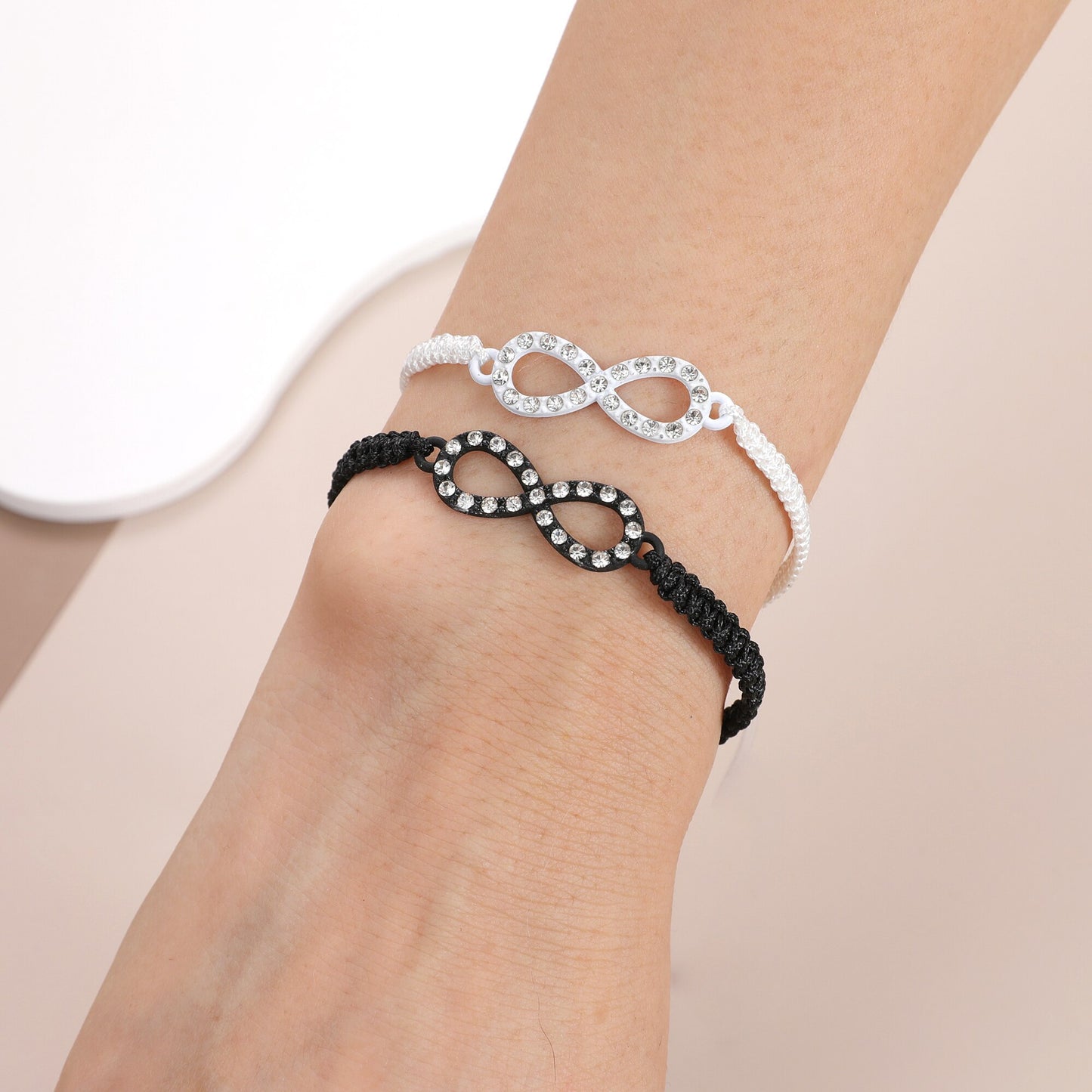 12pcs/set Together Forever Love Infinity Bracelet for Lovers White/black String Couple Bracelets Women Men's Wish Jewelry Gift