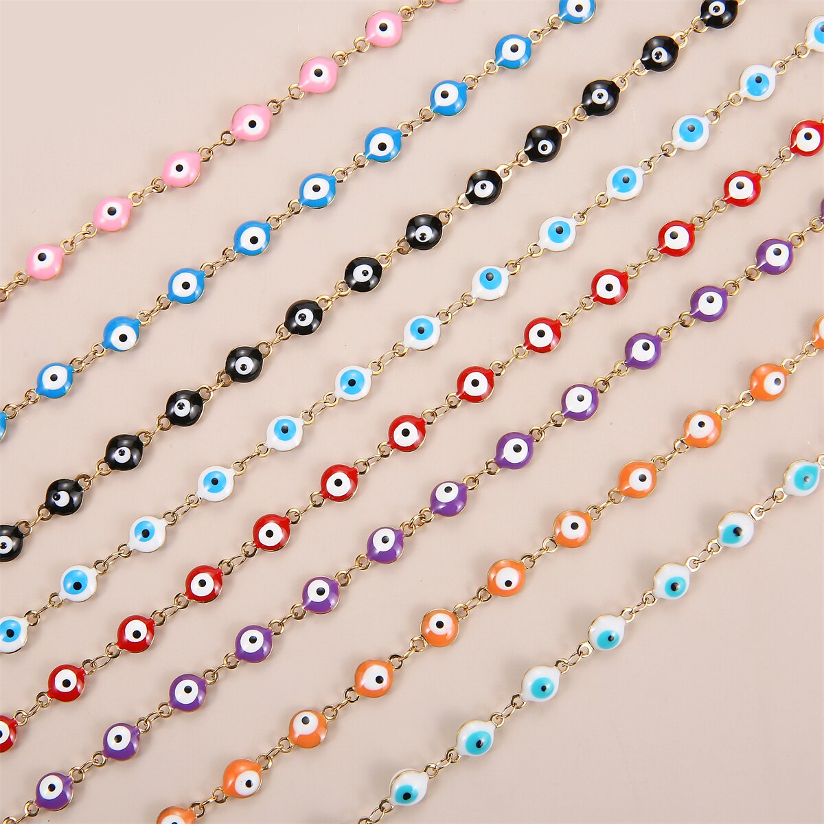 Simple Fashion Evil Eye Beads Chain Choker Necklace for Women Girls Gold Color Stainless Steel Necklace Jewelry Accessories