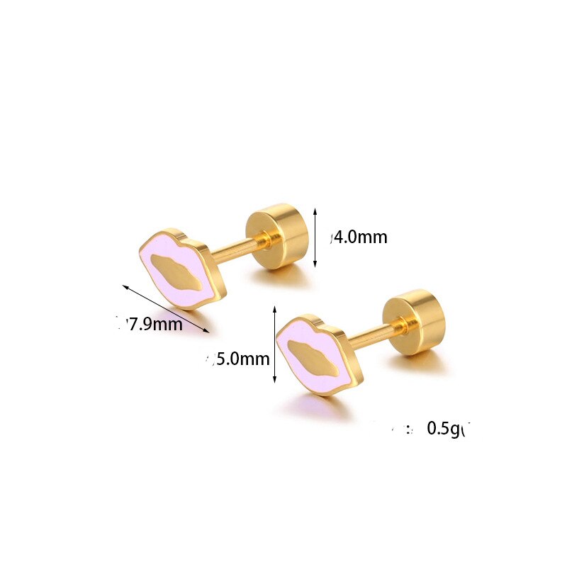 Sexy Stainless Steel Red Lips Stud Earring for Women Men Plated Gold Color Statement Party Engagement Jewelry
