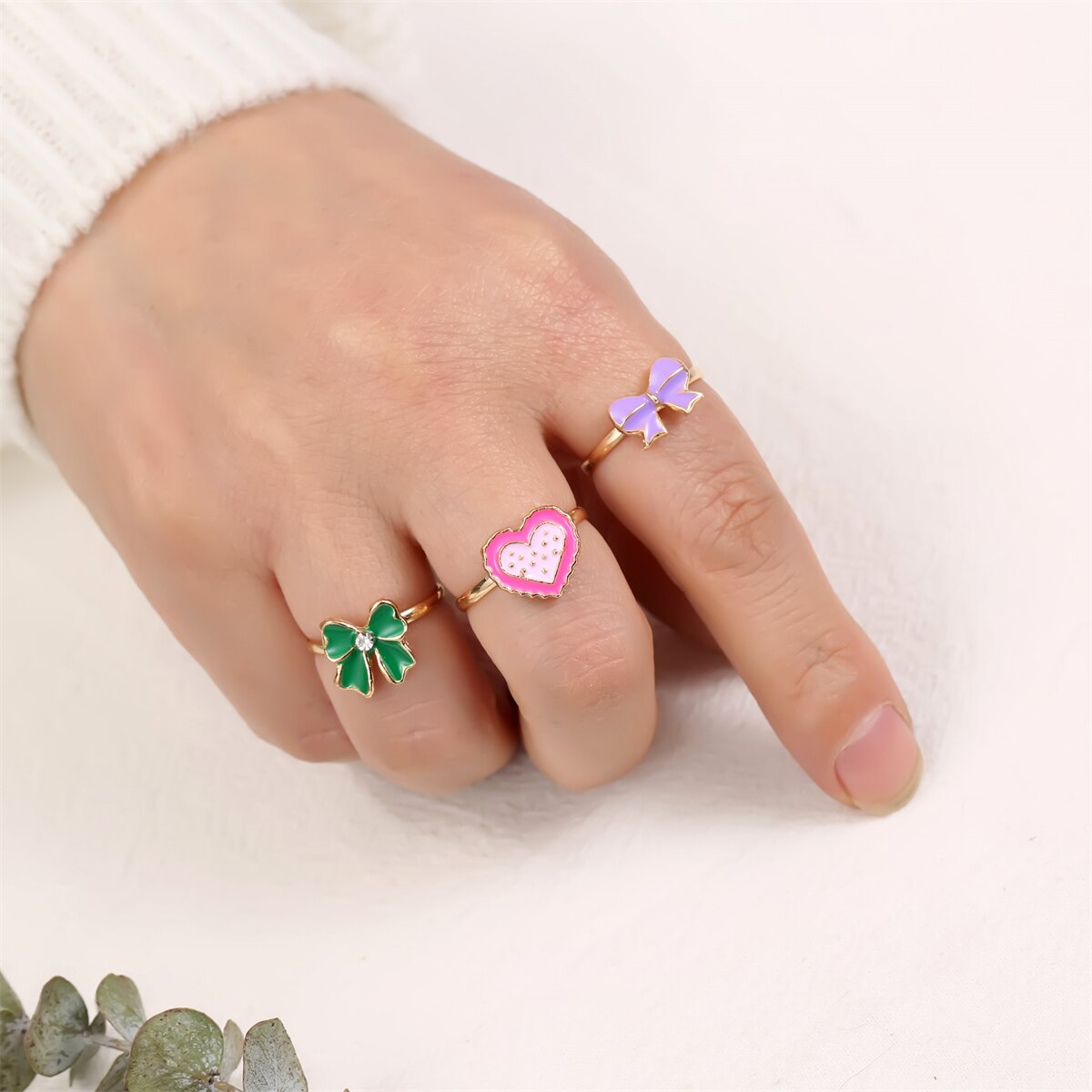 36 PCS/set Adjustable Kids Rings Jewelry Butterfly Rabbit Animal Crystal Open Finger Ring for Children Girls Birthday Party Gift