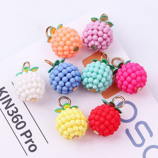 20pcs/lot 13mm Charms Creative Raspberry Pendant Alloy Three-dimensional Cute Bead Hanging Ball Diy Jewelry Accessory Pendant