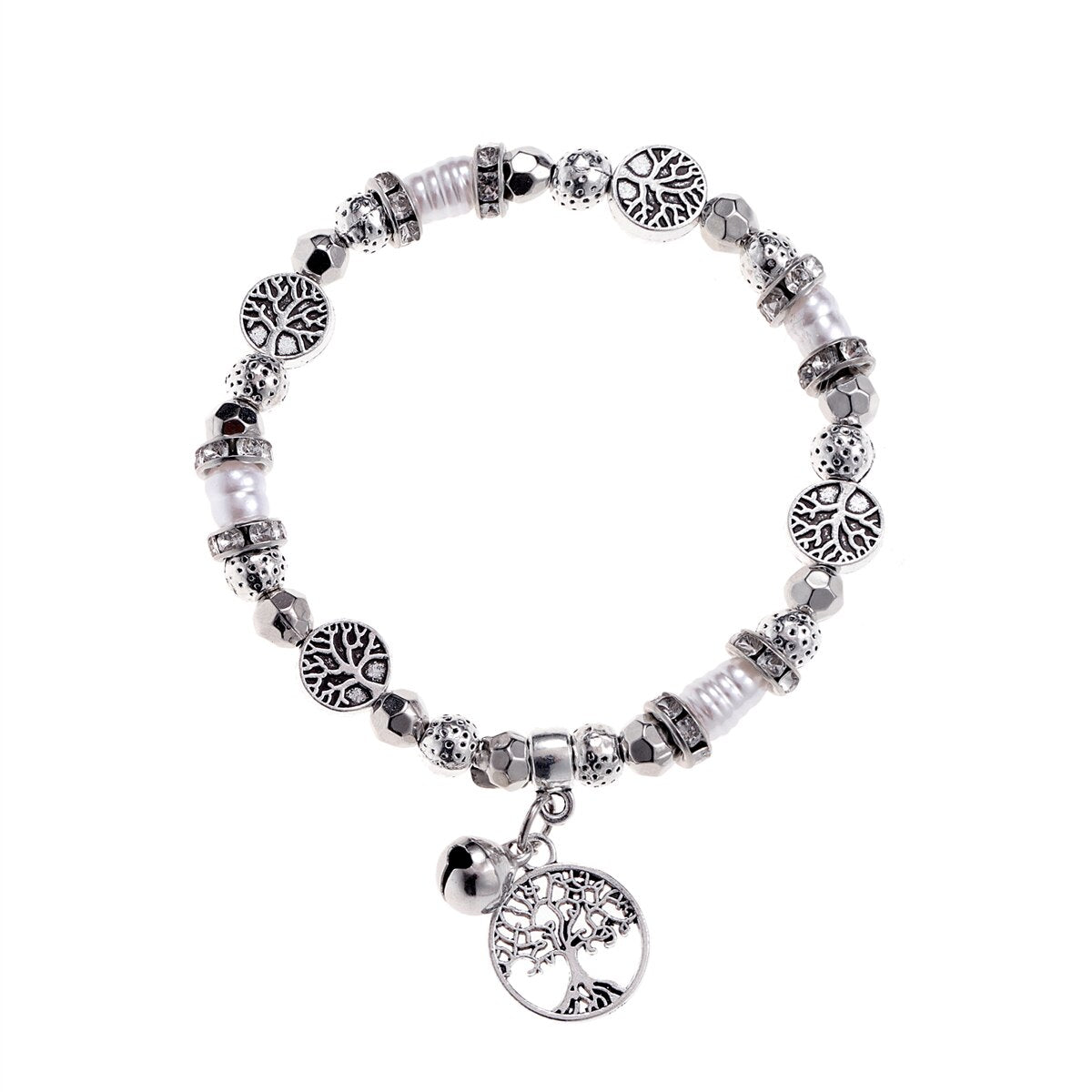 Fashion Metal Beads Disco Ball Charms Bracelets Bangles Tree of Life Pendant Adjustable Bracelet Jewelry for Women Man