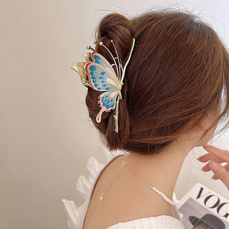 Romantic Colorful Butterfly Hair Clip Headwear for Women Girls Ponytail Holder Hairpins Decorative Accessories Jewelry