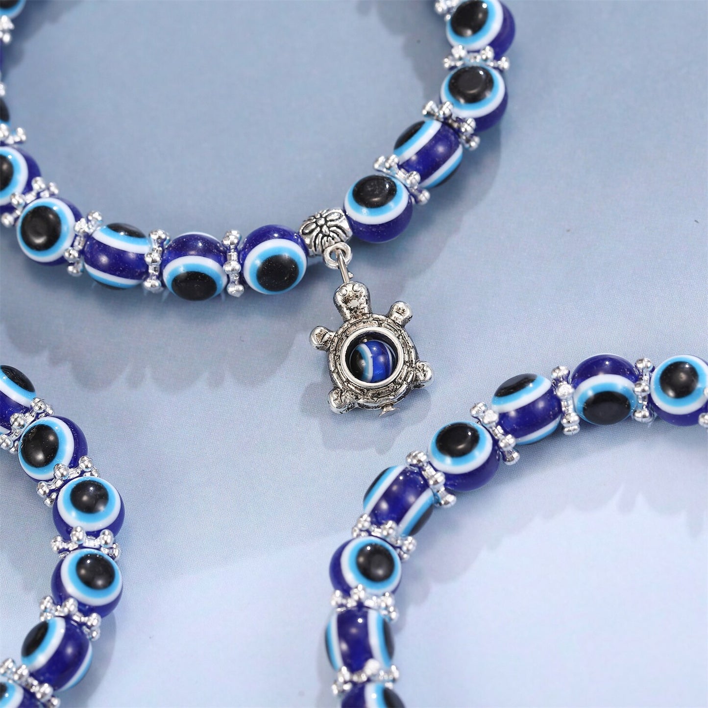 Turkish Blue Eyes Bracelet Fatima Palm Evil Eye Beaded Bracelets for Men Women Amulet Jewelry