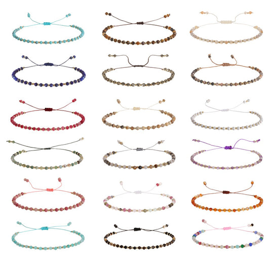 3mm Natural Stone Faceted Crystal Beads Bracelet for Women Men Crystal Quartzs Surf Anklets Jewelry Elastic Bangle Bracelets