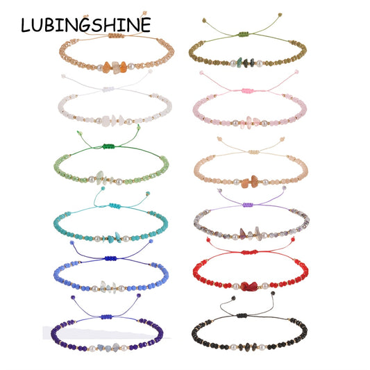 Faceted Crystal Bead Natural Stone Pendant Bracelet Adjustable Hand Woven Bracelet for Women Men Suitable Gifts Party Jewelry