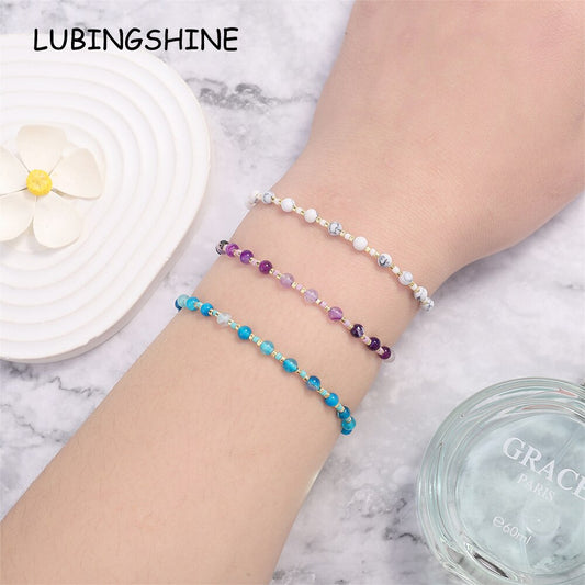 12pcs Natural Stone Bead Charm Bracelets for Women Adjustable Chain Bracelet Anklet Wristband Girl Jewelry Pulsera Wholesale